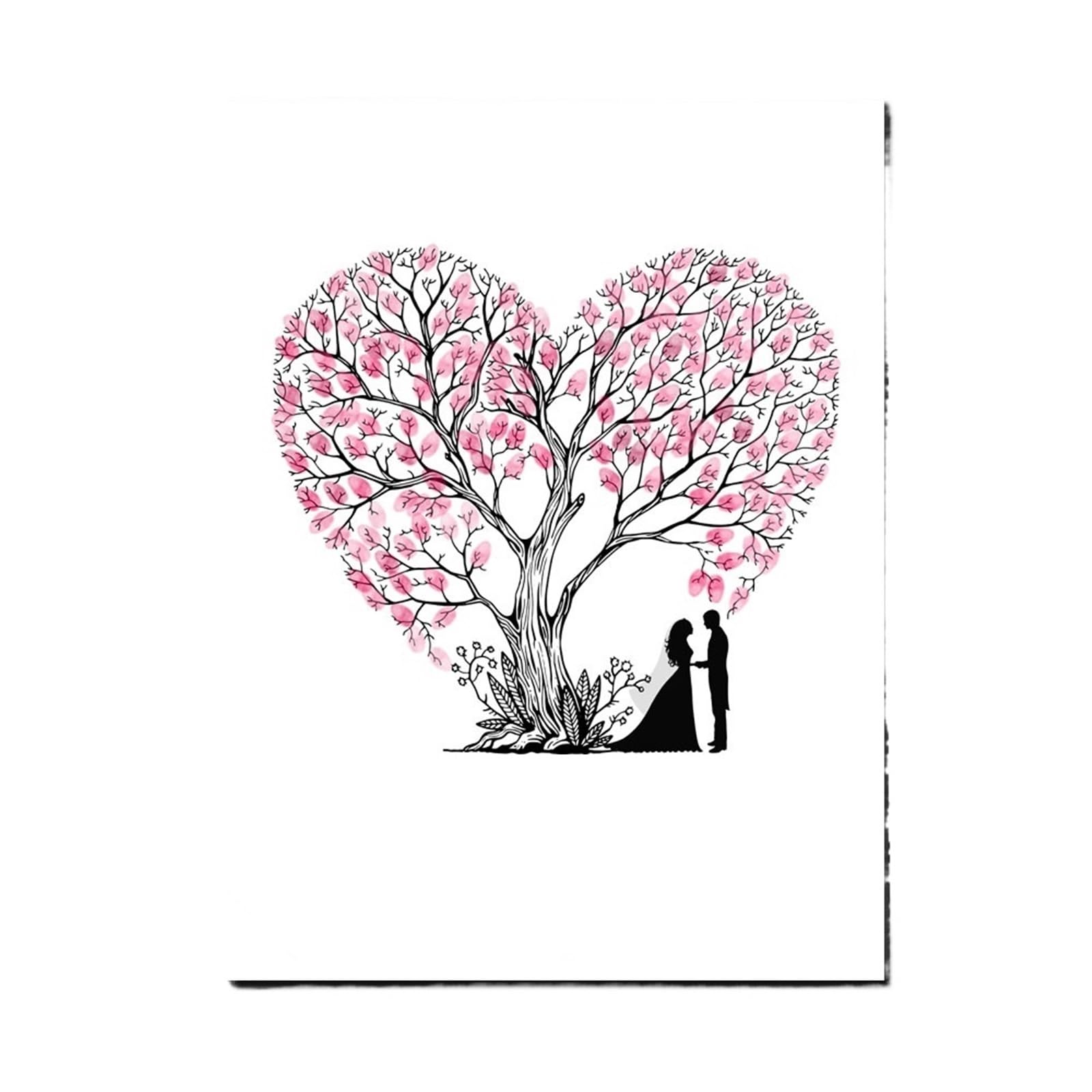 Arbre à Empreintes de Mariage Arbre à Empreintes digitales d'amant, Bricolage, Signature d'invité, Peinture sur Toile for Mariage, événements d'anniversaire, décor de fête(T1CP012)