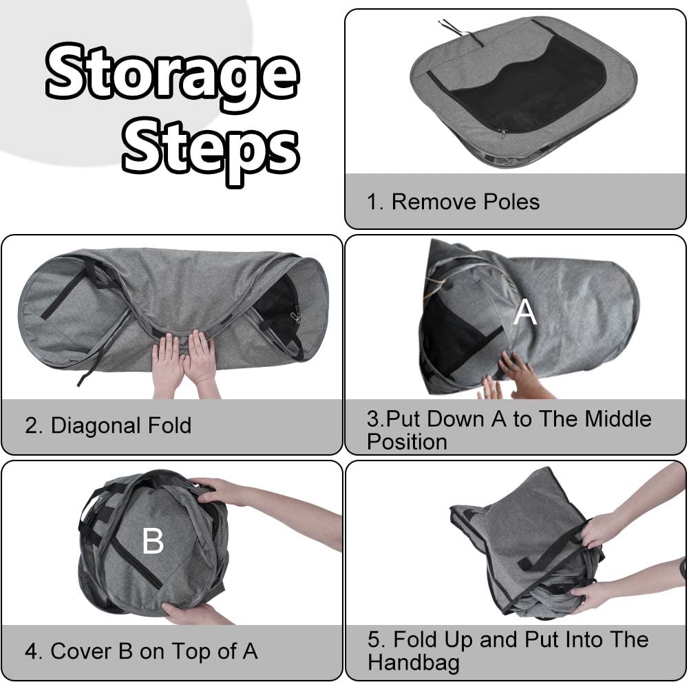 XhuangTech Parc de jeu portable pliable pour chiot et chat, intérieur/extérieur et sac de transport pour animal de compagnie + étui de transport gratuit (gris, taille S (80 x 80 x 50,8 cm)