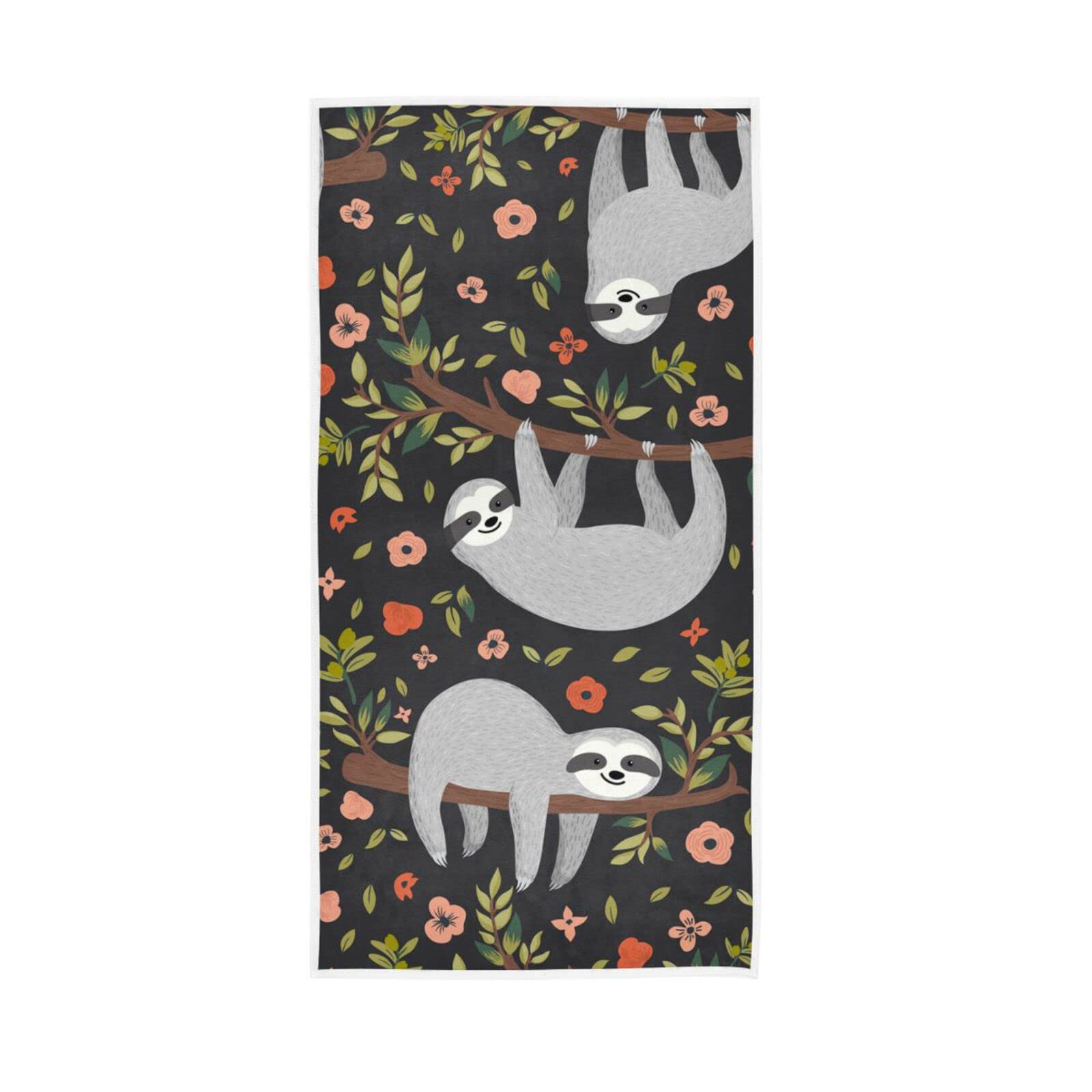 LSRCPD Hand Towels Cute Sloth Flower Decor Fingertip Soft Face Towel Absorbent Bathroom Kitchen Towels