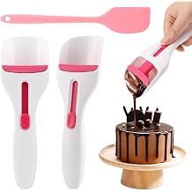 2 Pcs Cupcake Scoop Batter, One Clic-k Sliding Button Cake Cream Spatulas DIY Bakeware Measuring Scoop Cream Spatulas with Scraper for Baking, Pastry, CupcakesCOLORpink