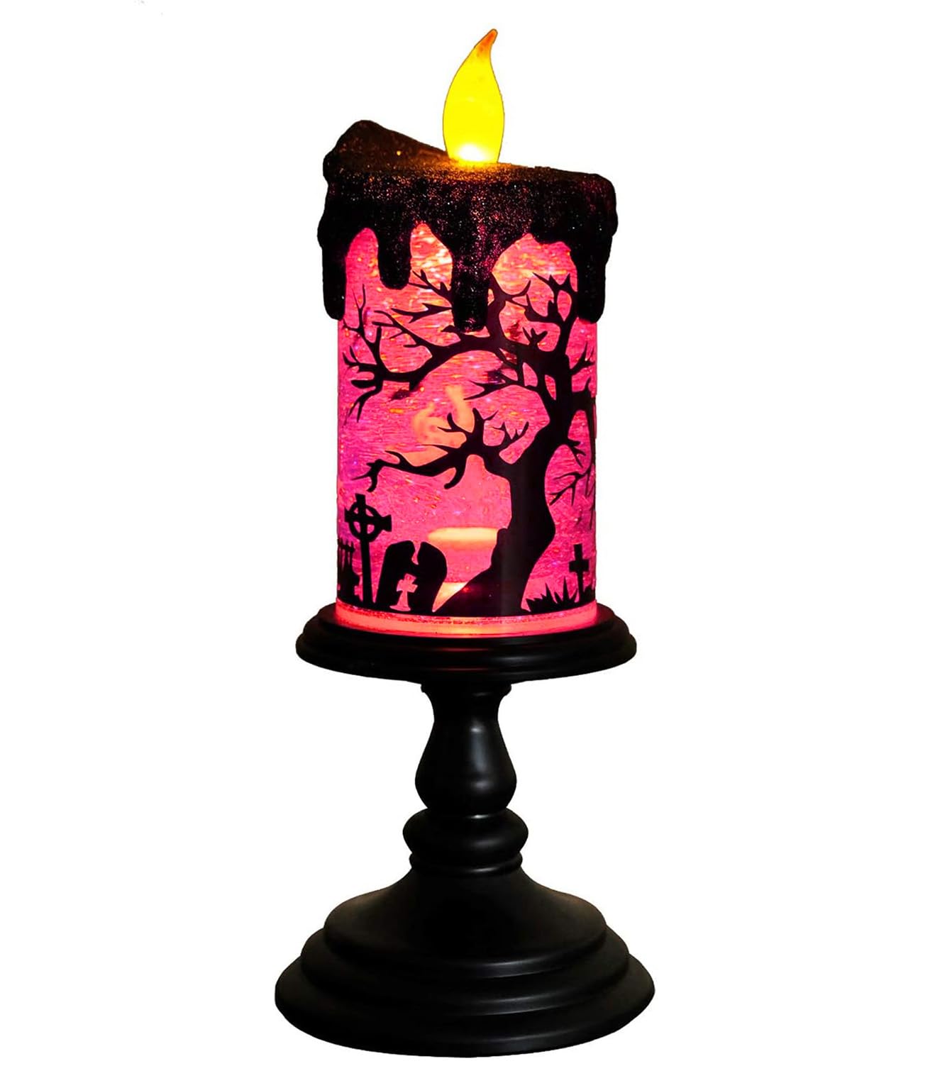 Lewisia Christmas Flameless Candle with Timer Battery Operated Swirling Glittery LED Candle Lamp Spooky Spinning Water Glittering Candle Light