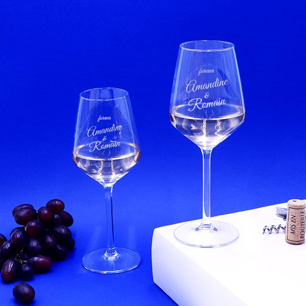 CADEAUX.COM - Lot de 2 Verres à Vin Personnalisés avec un Message et deux Prénoms - Passion - Verres à Ballon 35 cl - Idée Cadeau Personnalisé - Cadeau Saint Valentin