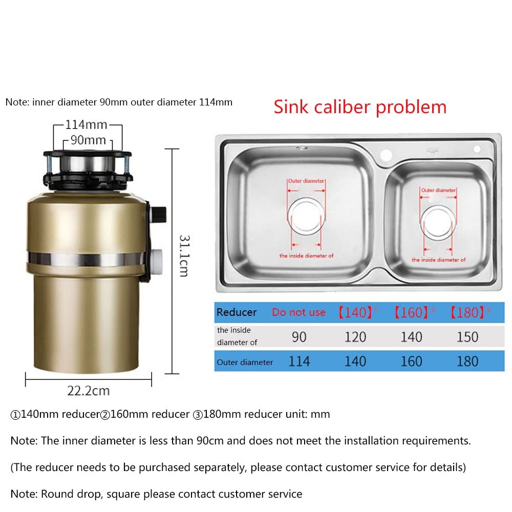 Eliminación De Basura Doméstica Con Cable De Alimentación Alimentación Continua Compacta Triturador De Residuos De Alimentos Triturador De Basura 0.76 HP 1600ML Para ​Residuos De Cocin