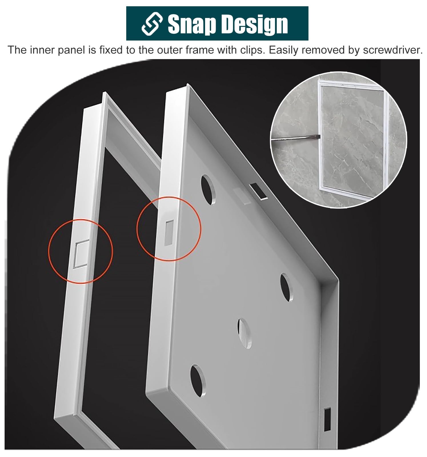ZIMGOD Puerta de Inspección Panel de Acceso Alicatable Montaje Empotrado, Puerta de Acceso A Presión, Puerta de Inspección Impermeable para Baño/bañera(White,15x15cm (5 7/8" x5 7/8"))