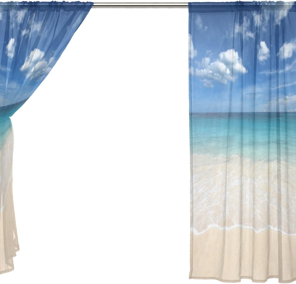 Amazon Mikyu レースカーテン おしゃれ 遮光 断熱 Uvカット 海 浜 空 自然風景 北欧 カーテン 薄手 目隠し 間仕切り インテリア お洒落 かわいい リビングルーム 窓 部屋 ドアカーテン 幅140cm 213cm 2枚セット レースカーテン オンライン通販