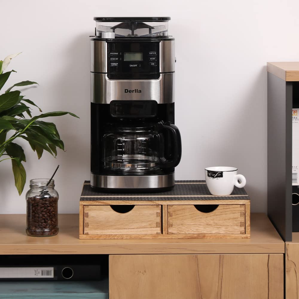 DDYURI Storage Drawer Holder for Capsules Coffee Pod K-cup Organizer / 2 Drawers for Counter Organization for Kitchen Utensil Storage Home Decor Office Supplies- Coffee Brewer Accessories Wood Desktop Stand CF1D2C-LT