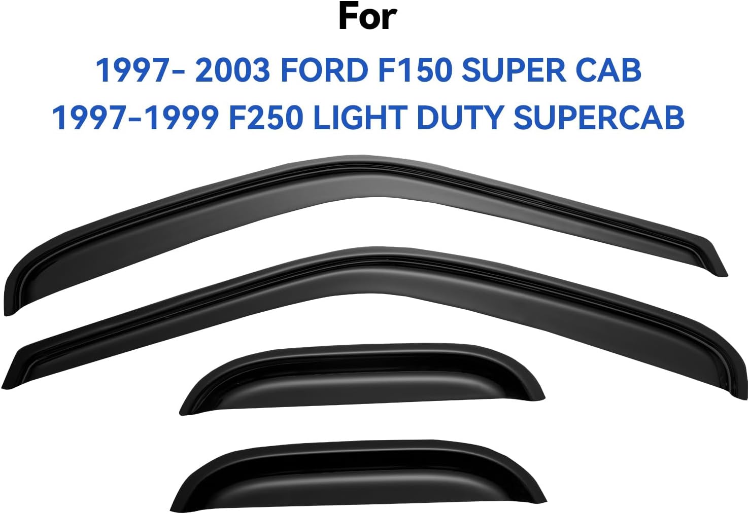 Window Rain Guards for 1997-2003 Ford F150 SuperCab, Vent Visors Shades Wind Deflectors for 1997-1999 F250 Light Duty, 2004 F-150 Heritage (Super/Extended Cab)