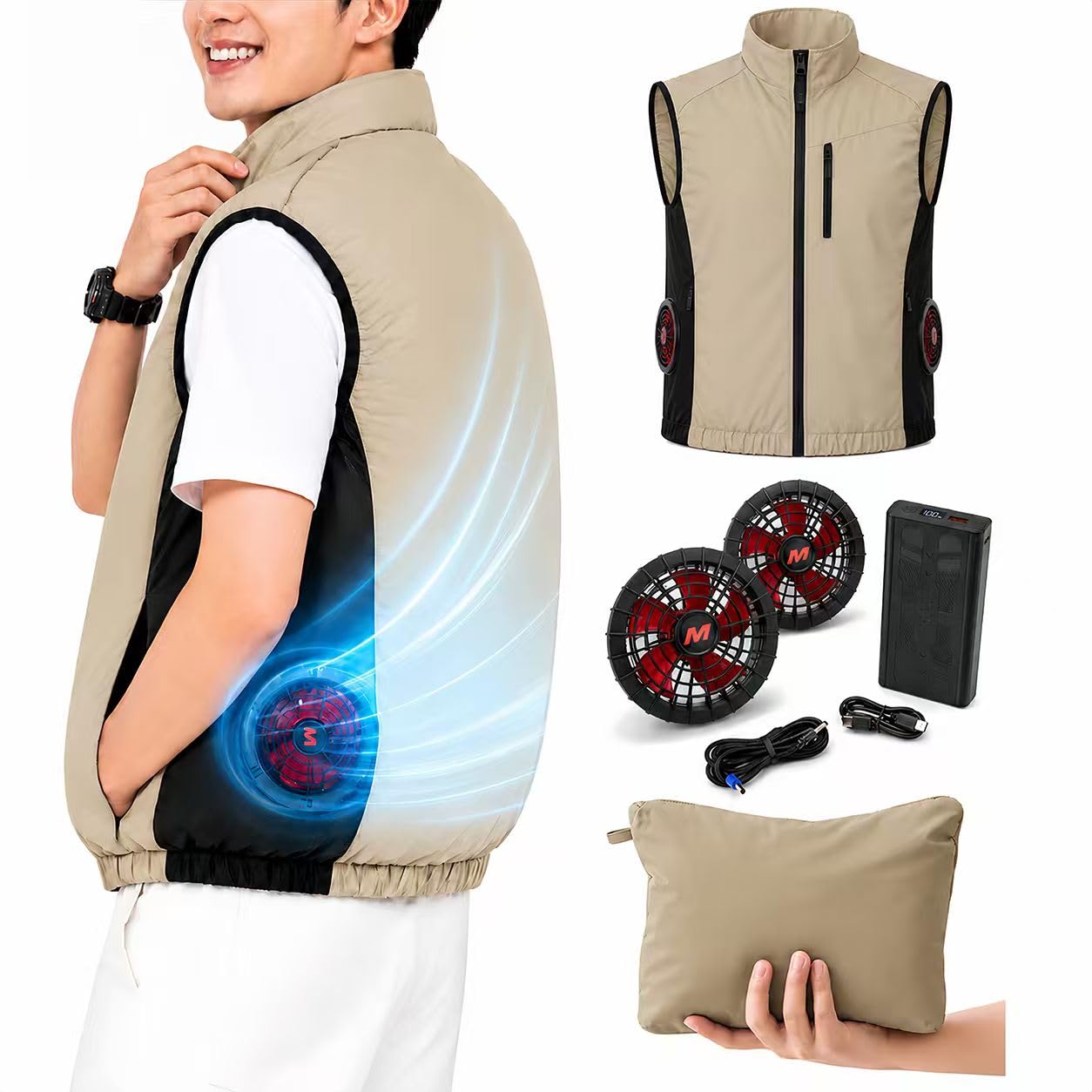 Amazon.co.jp: [MLINE] 空調作業服 ファン付きベスト【2026最新