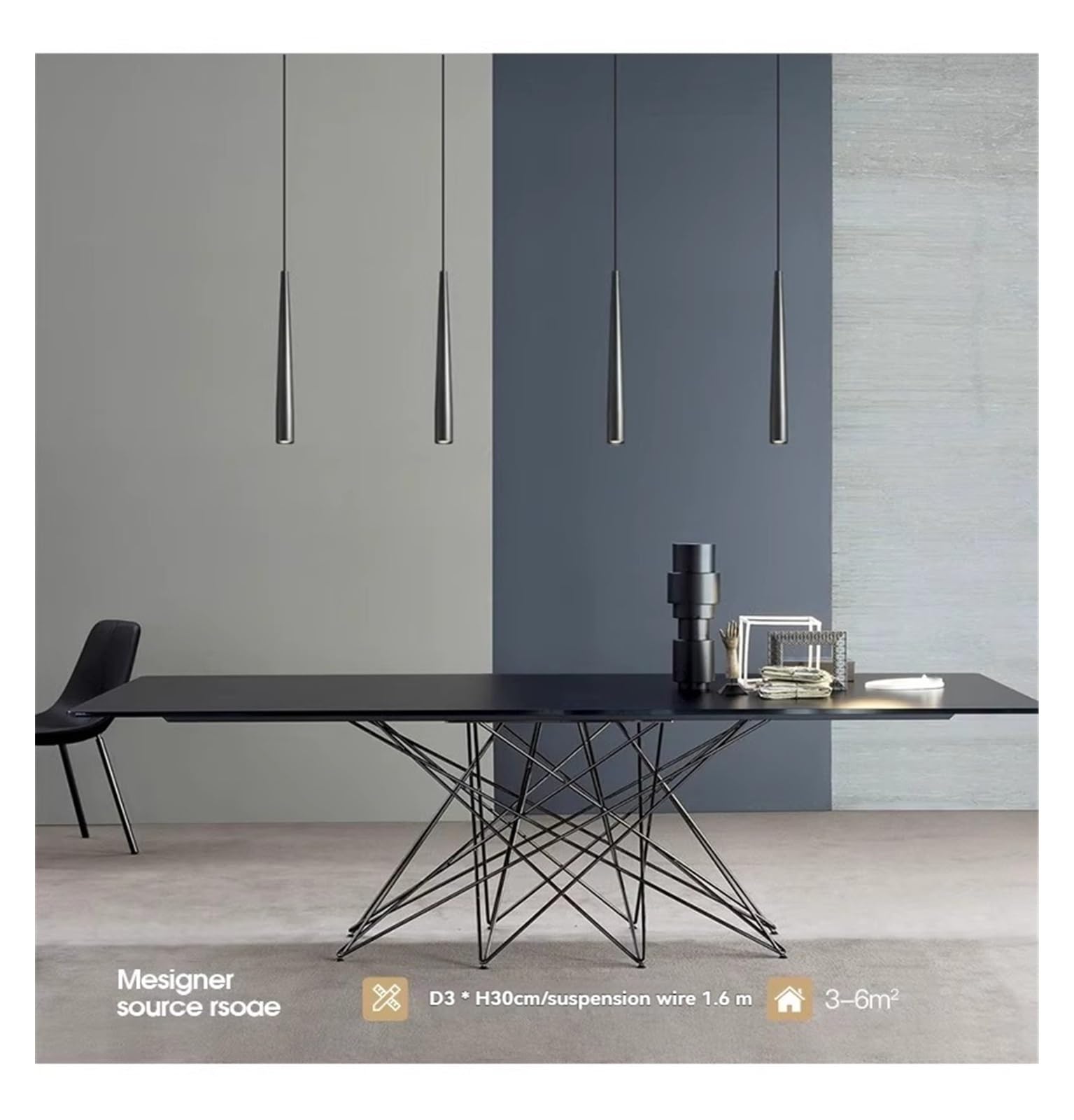 Generico Lampadario, Lampadario in rame for sala da pranzo, semplice, moderno, studio, bar, luce lunga, scandinava, lusso, creativo, camera letto, comodino(1 head Black)
