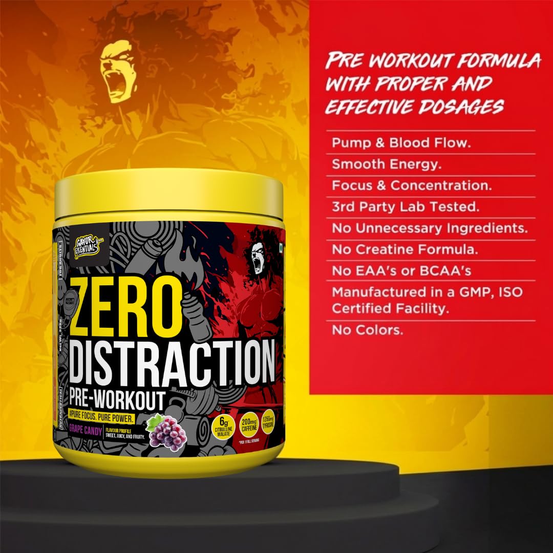 Gayor Essentials Zero Distraction Preworkout (Grape Candy,338g) — Amazon image 7