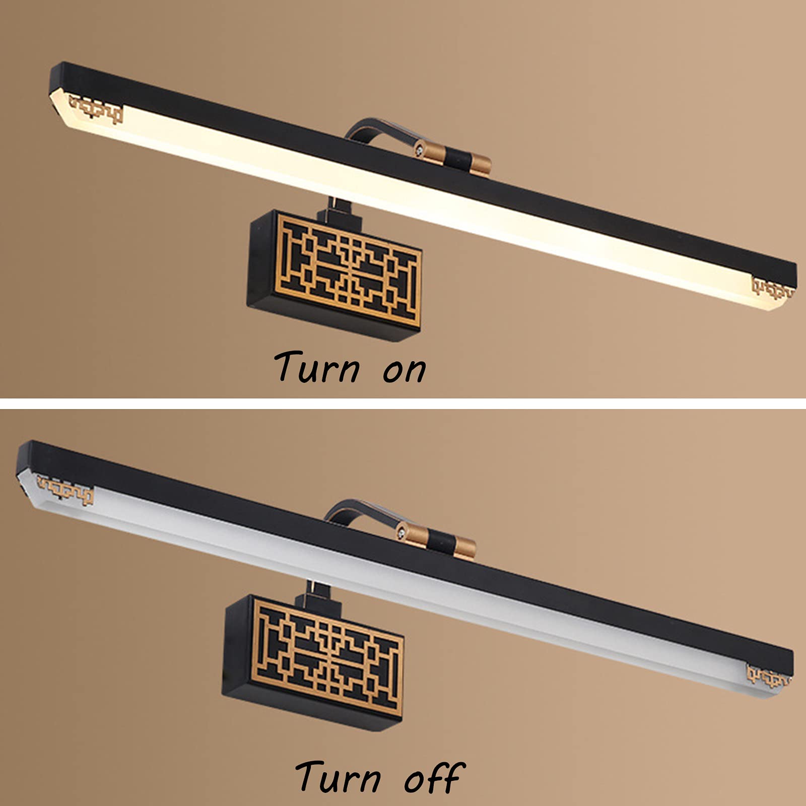 Lampa LED do lustra łazienkowego z wtyczką i przełącznikiem, lampa lustra w stylu vintage z akrylowym abażurem, antyczna czarna lampa ścienna 3000 K, ciepła biel 3000 K, lampa do toaletki