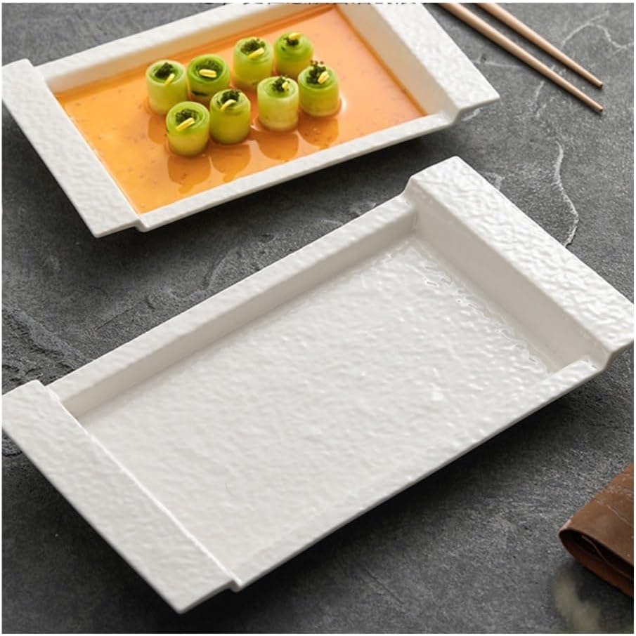 Dinner Plates Ceramic Plate Household Vegetable Plate Snack Plate Dessert Plate Rectangular Tray Square Plate(13inch)