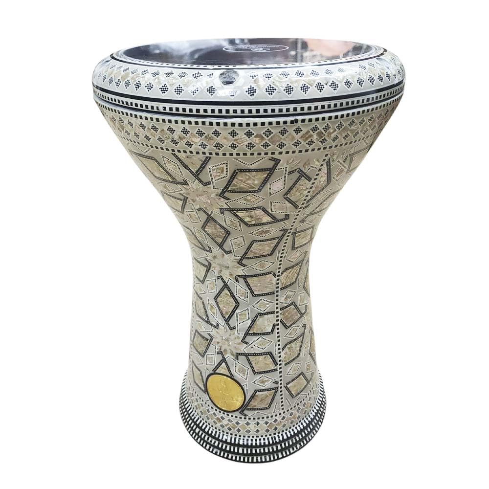Darbuka Derbaki Darbouka von Gawharet der Fan Made in Ägypten aus Metall mit Perlmutt, Knochen und Farbglasur