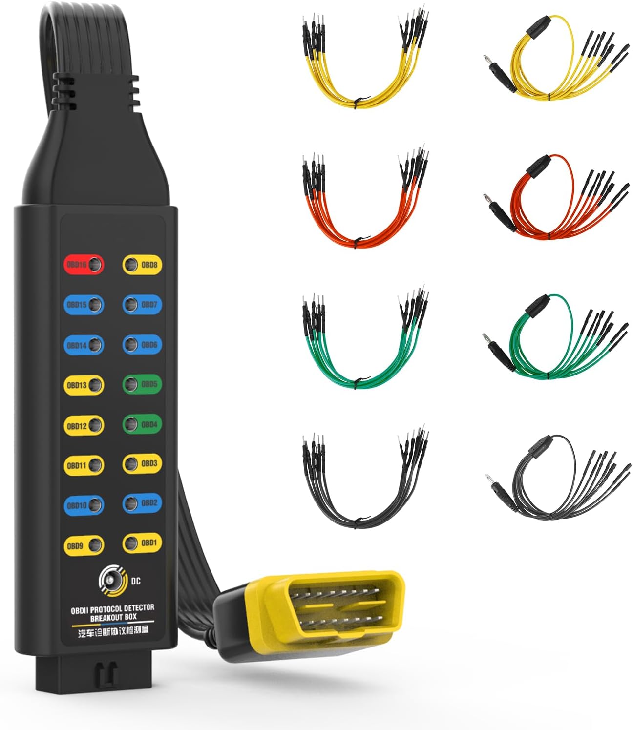 OBDII Protocol Detector Breakout Box DC8V-30V Automotive Diagnostic Test Measurement Tools 16-PIN Input Jack Code Readers Scan Tools