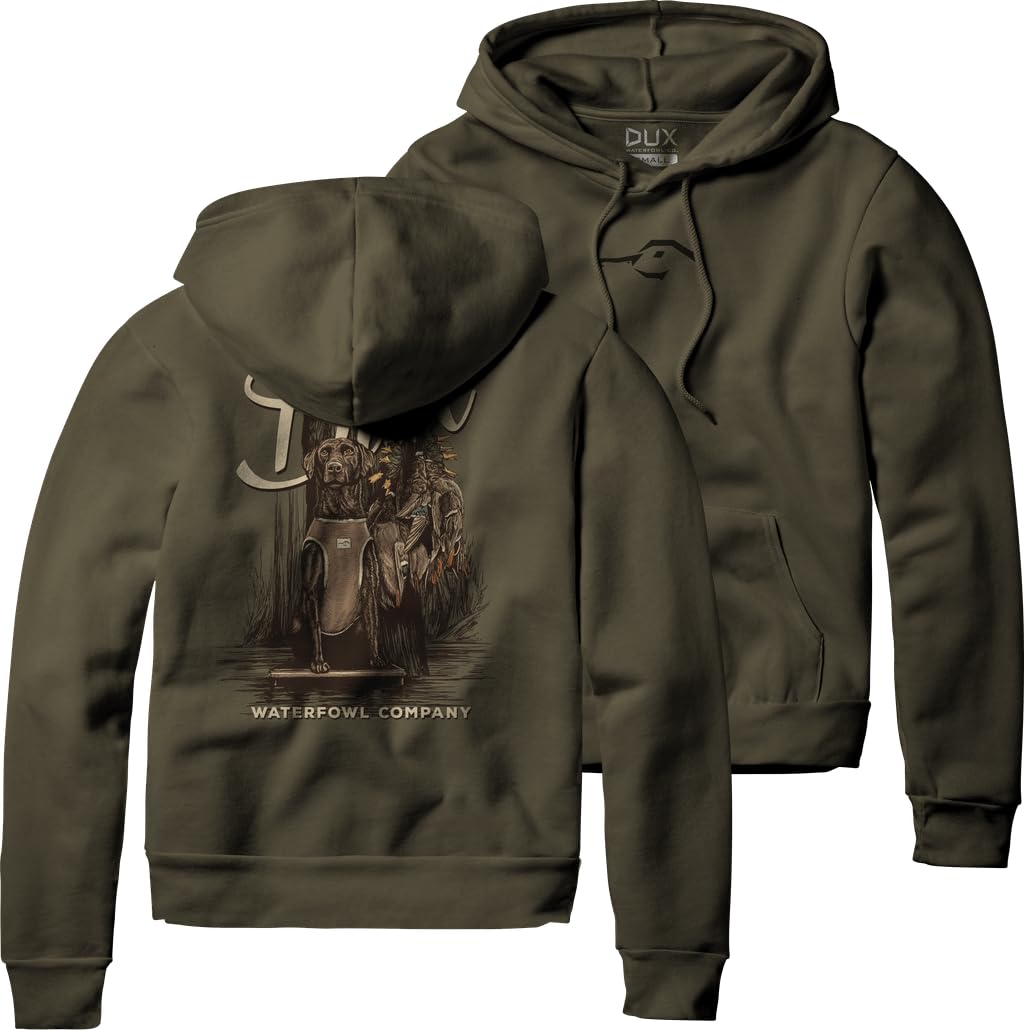 DUX Timber Thermal Hoodie for Men, Heavyweight 365 GSM Hunting Sweatshirt, Olive Green