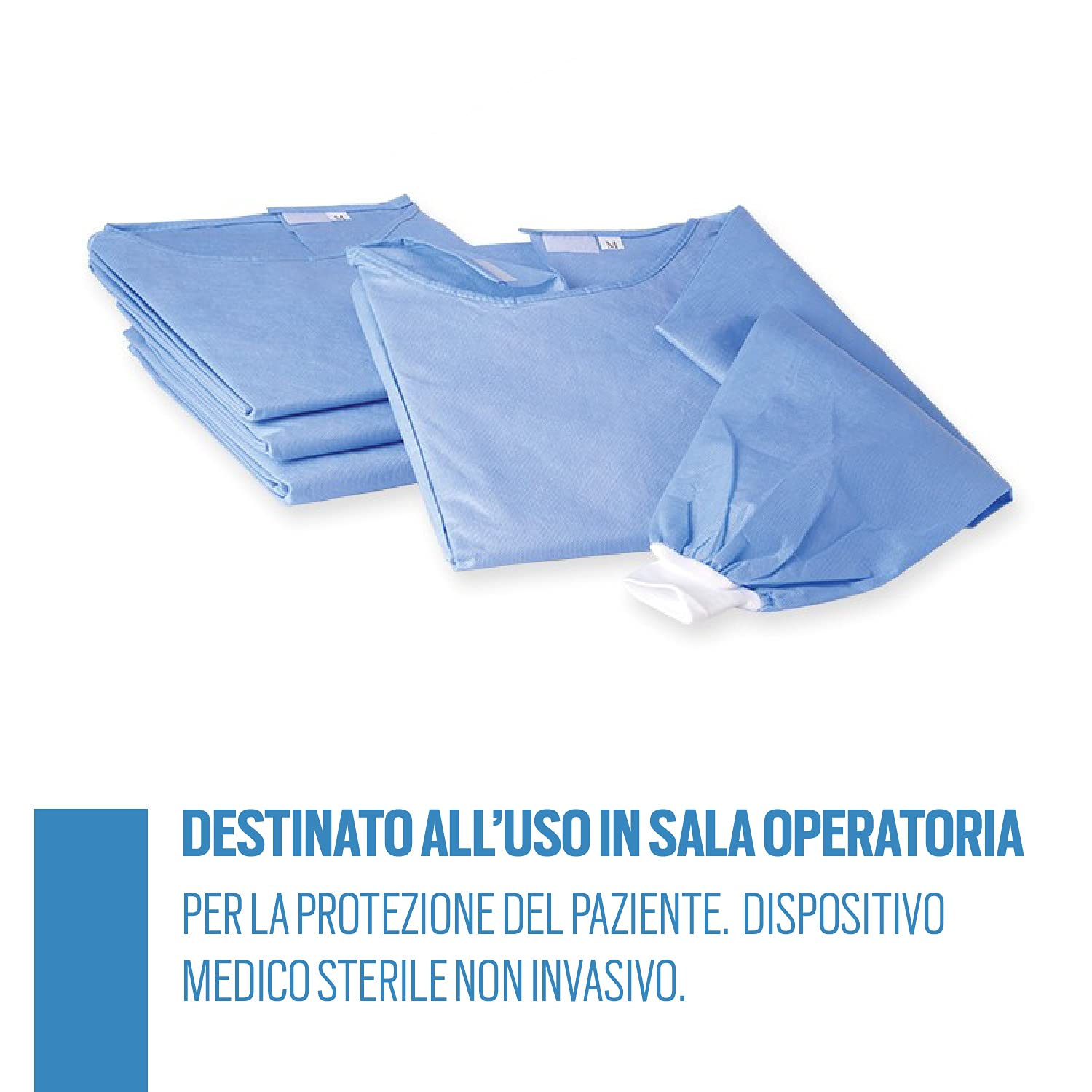 Camice Chirurgico Monouso Sterile 45gr Blu 5 pezzi Dispositivo Medico Idrorepellente