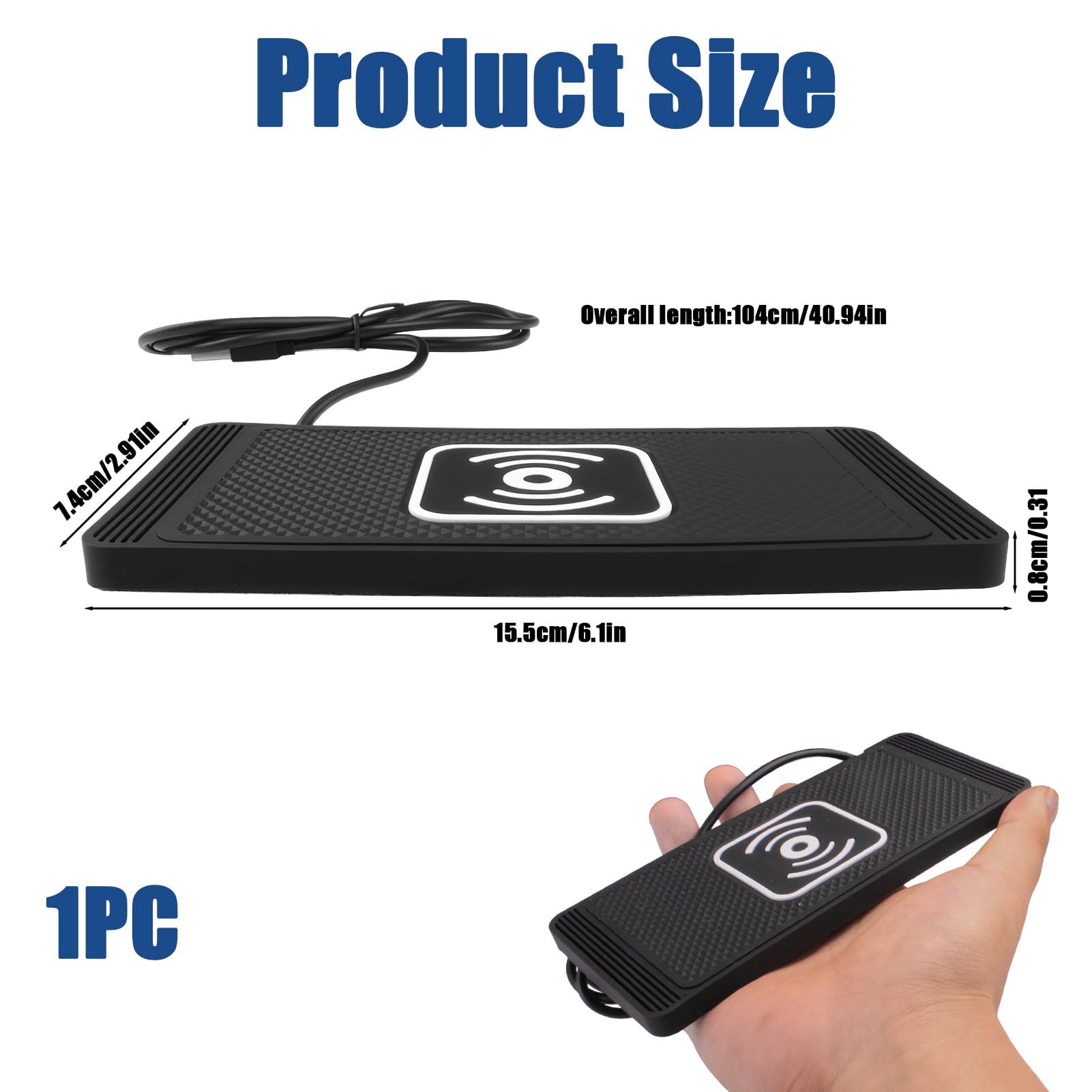 15W Tappetino di Ricarica Wireless Auto QI Caricatore Wireless Auto con Base Antiscivolo Ricarica Wireless Auto per i-Phone Samsung e Dispositivi Qi, per Auto Ufficio Casa