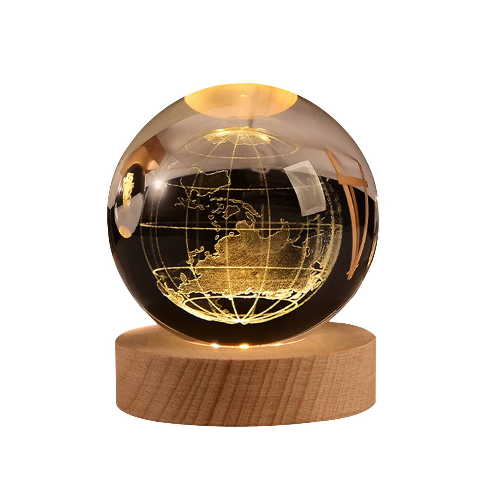 DNIEBW 3D Glowing Crystal Ball Night Light 8cm Galaxy lamp Decoration Crsytal Ball LED Galaxy Planet Nightlight Bedroom Decor (3.14in) — image 1