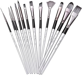 SEWACC 12 Pçs Escova De Cabelo De Náilon Conjunto De Escovas De Pintura Princeton Netuno Pincéis De Aquarela Pincel De Ventilador Para Pintura Pincéis De Pintura A Óleo Pincel De Espuma