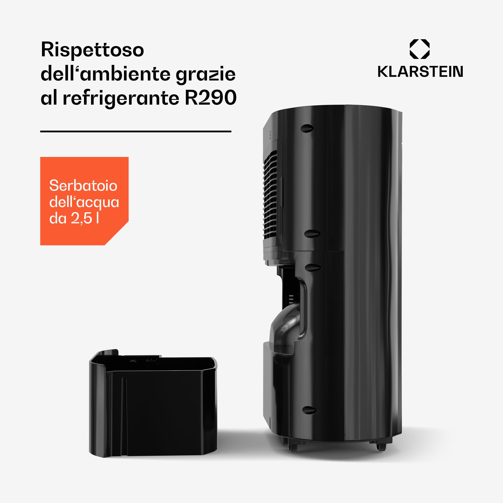 Klarstein AeroDry 10l - Deumidificatore, 165W, 10L/g, Serbatoio da 2,5L, Silenzioso: 37dB, Filtro a Carboni Attivi, Funzione DrySelect, per Casa, Bagno, Camera da Letto, Nero