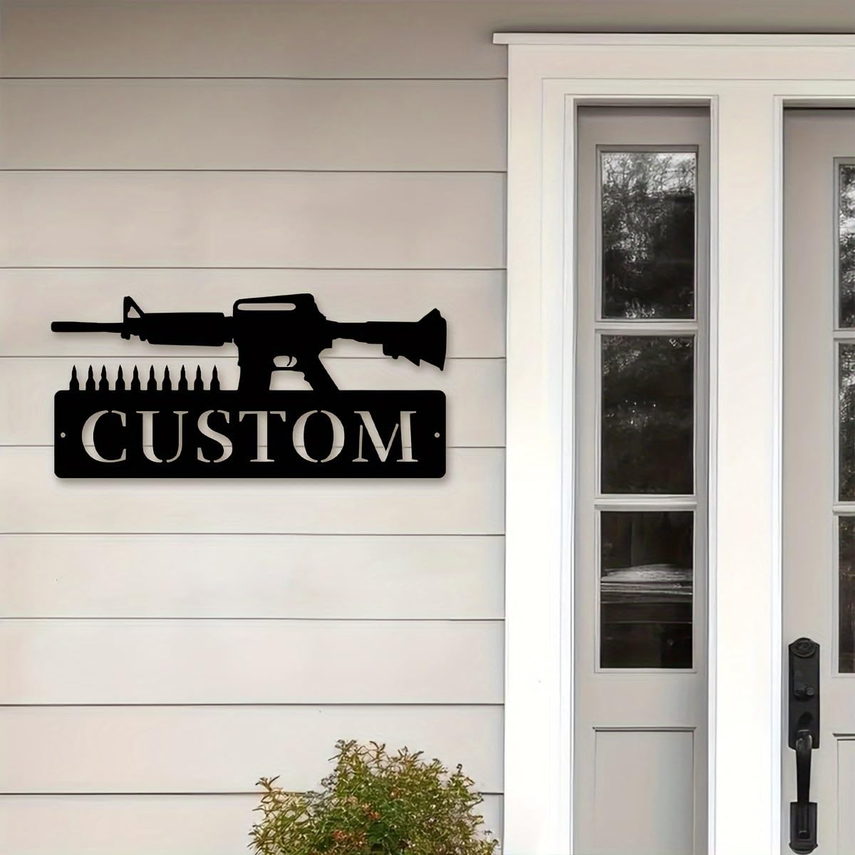 Custom Assault Rifle and Bullet Wall Art, Personalized Assault Rifle Car Signs, Farmhouse Wall Decor, Metal Assault Rifle Art, Custom Names Wall Decor For Porches, Patios, Gifts