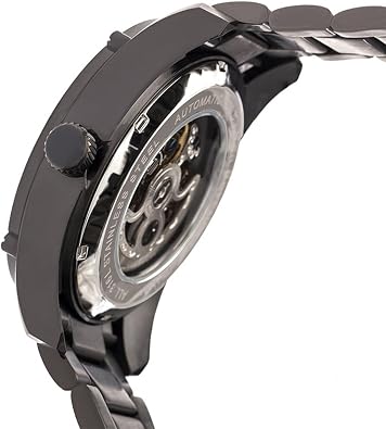 HERITOR Daniels Automatic Watch for Men 43mm Men's Semi Skeleton Watch with Jeweled Automatic Movement, 316L Stainless Steel Case, Stainless Steel Bracelet