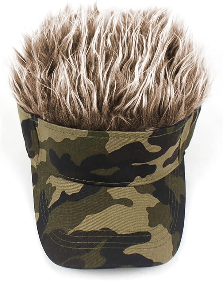 Malaxlx Mens Visor Cap Wig Adjustable Baseball Cap Golf Hats with Fake Hair