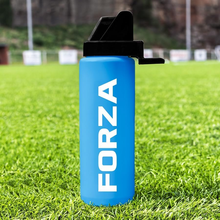FORZA Bouteille d’Eau de Sport Hygiénique de 1 Litre | Bouteille Sans BPA avec Embout Sans Contact | Idéale pour les Équipes Sportives | Équipement Essentiel (Bleu, Pack de 10)