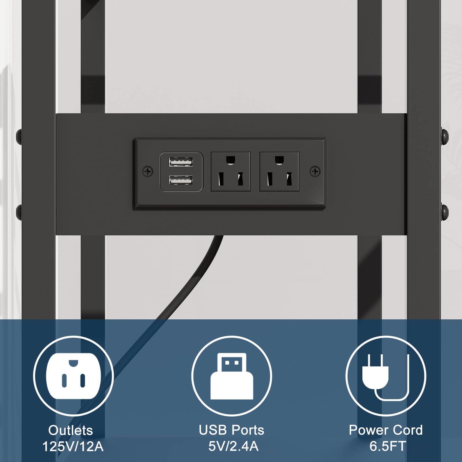 Urban Deco Support d'aquarium de 40 gallons avec prises de courant, capacité de 300 kg, support d'aquarium en métal, support de terrarium à double couche, noir