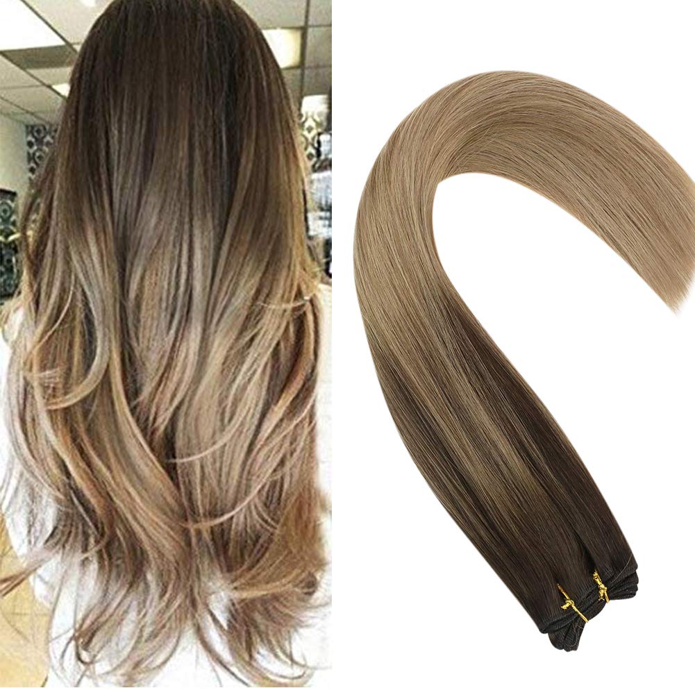 Sunny Sew In Hair Extensions Real Human Hair Brown Ombre