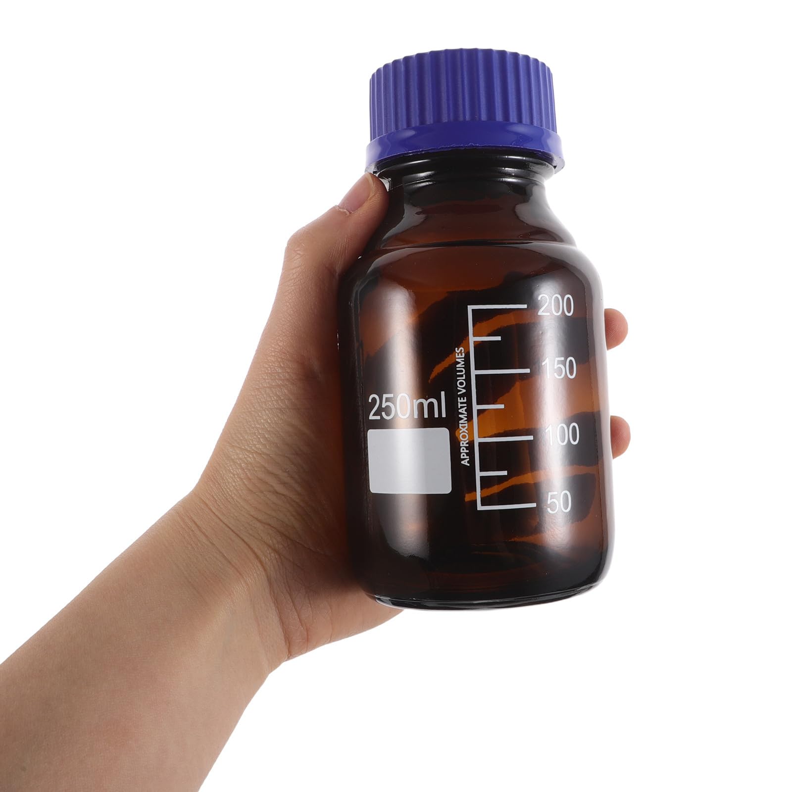 POPETPOP Flacons en Verre Marron avec Bouchon à Vis et Graduation Claire Lot de 3 250ml pour Stockage de Réactifs en Laboratoires Chimiques