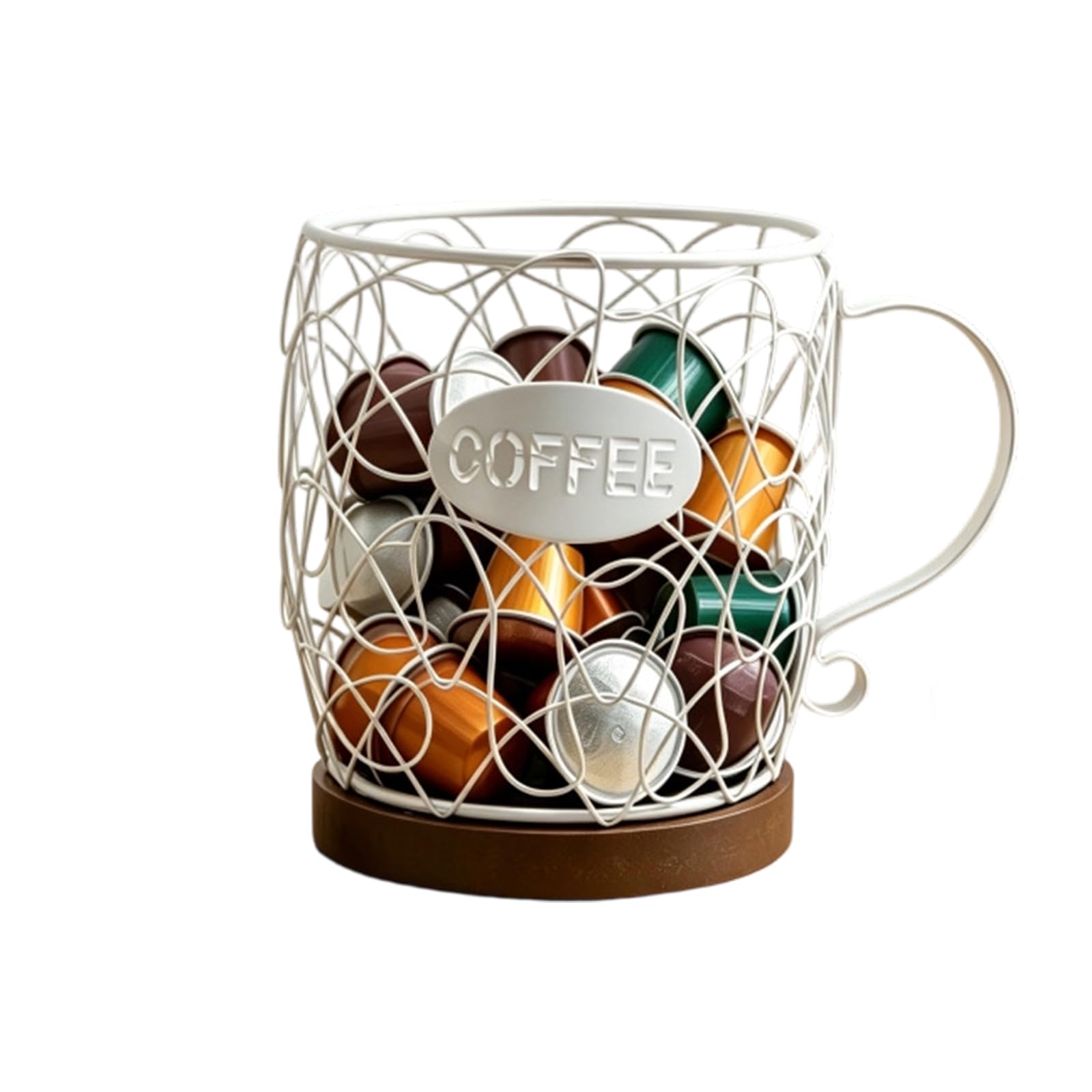 Kaeltsyn White Sturdy Metal Coffee Pods Dispenser For Quick Access In Busy Morning Routines Space Saving Coffee Storage