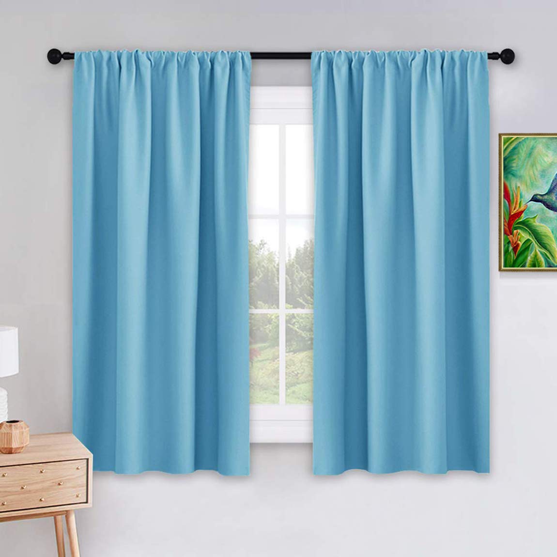JUPON Rod Pocket Pattern Blackout Curtain (Pack of 2 piece) with 3 Layers Weaving Technology/Thermal Insulated Draperies Energy Saving (Width - 46" X 72" -Length)