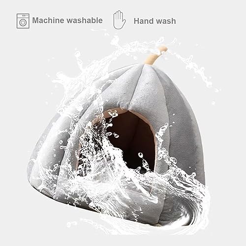 Miniatura 5 de Bonita cama para gatos de interior, estilo calabaza, estilo cueva, tienda de campaña para mascotas, casa para gatos con almohada extraíble, suave