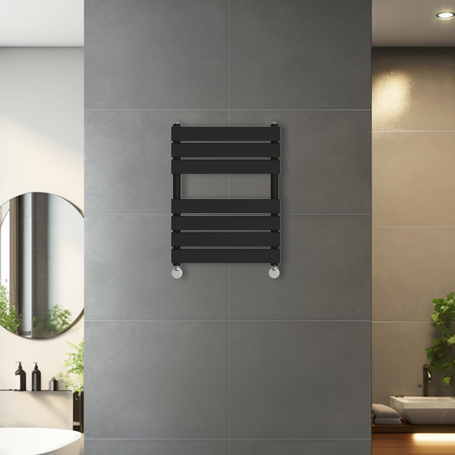 Blümme Black 650 X 500Mm Heated Towel Rail Radiator Central Heating Modern Flat Panel Bathroom Warmer Wall Mounted Ladder Rad