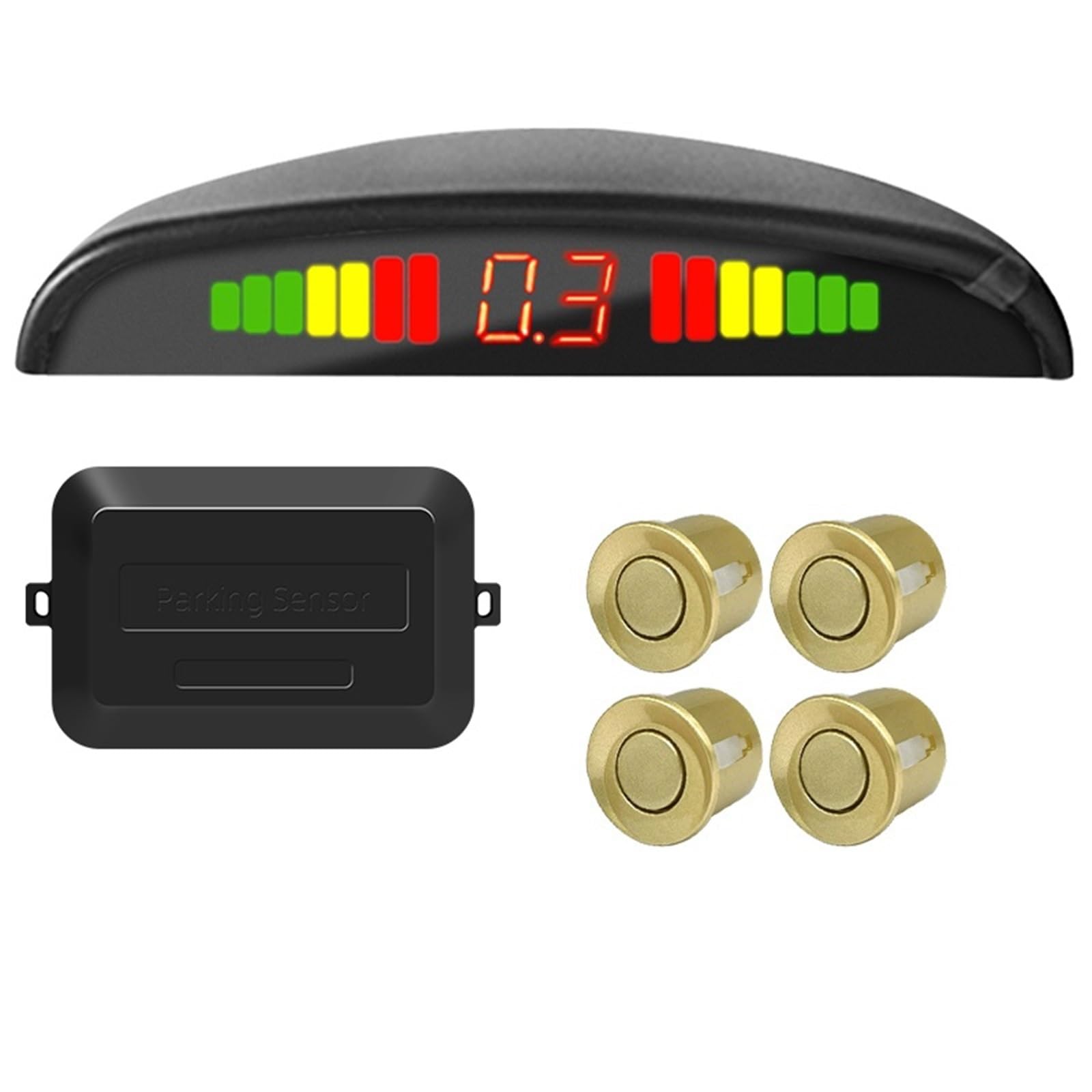 PDC Véhicule Kit De Capteurs Stationnement Pour Voiture 4 22 Mm Radar Recul Système D'alerte Sonore Alarmes À Induction Moniteurs D'angle Mort(Champagne Yellow)