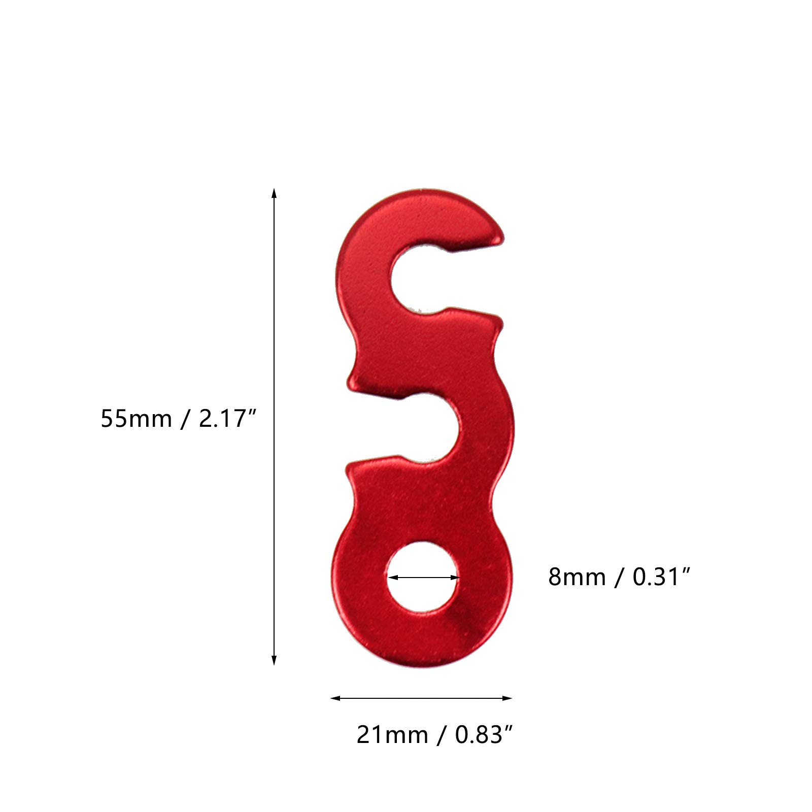 Sscon 10Packs Aluminum Alloy Guyline Cord Adjusters Red Outdoor Camping Tent Tensioners Rope Adjusters 55mm x 21mm