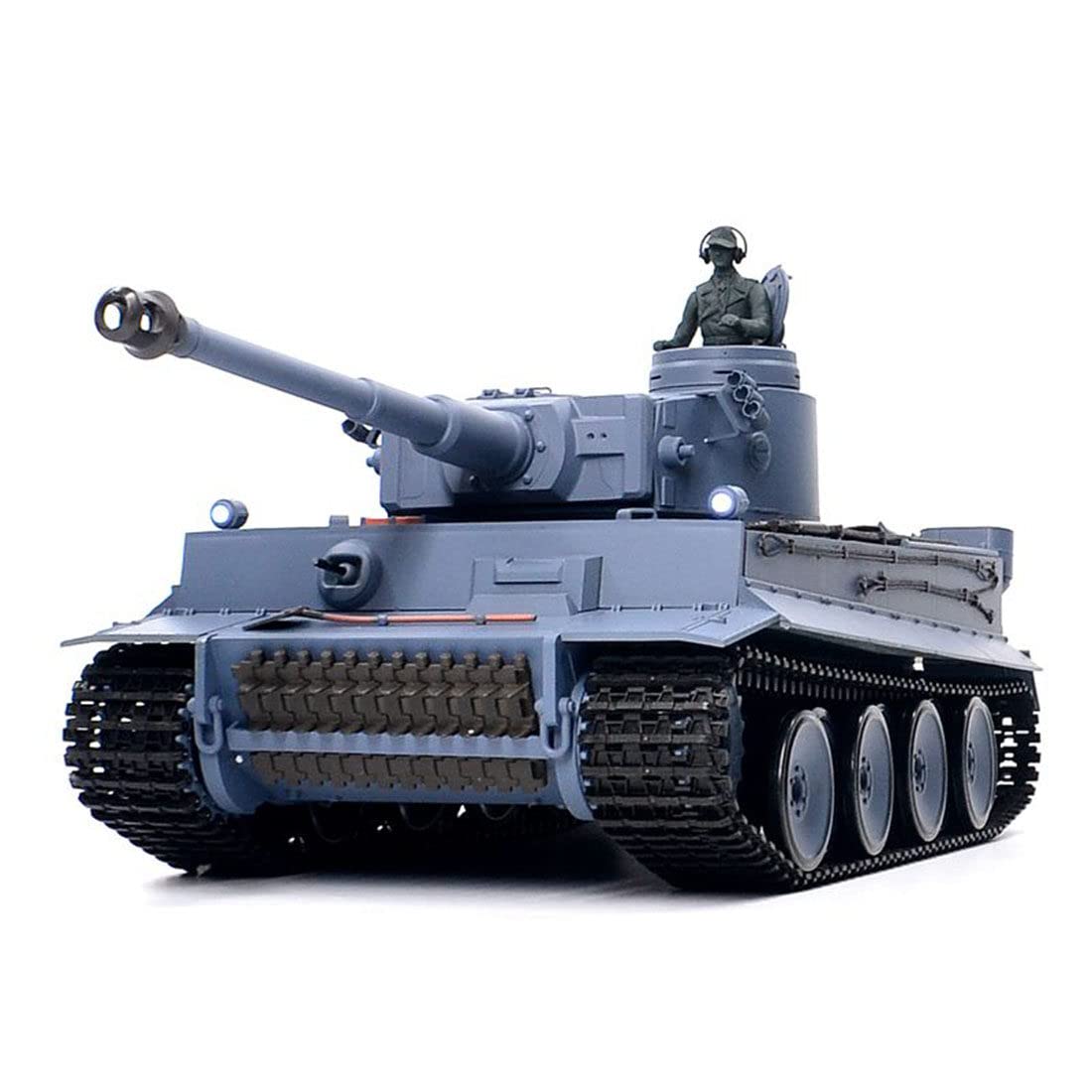 1/16 Scala tedesca Tiger I RC Tank 3818, Heng Long 7.0 RTR 2.4GHz Telecomando Serbatoio militare con torretta rotante a 340°, fumo, suono, luce, tiro BB e combattimento a infrarossi (versione
