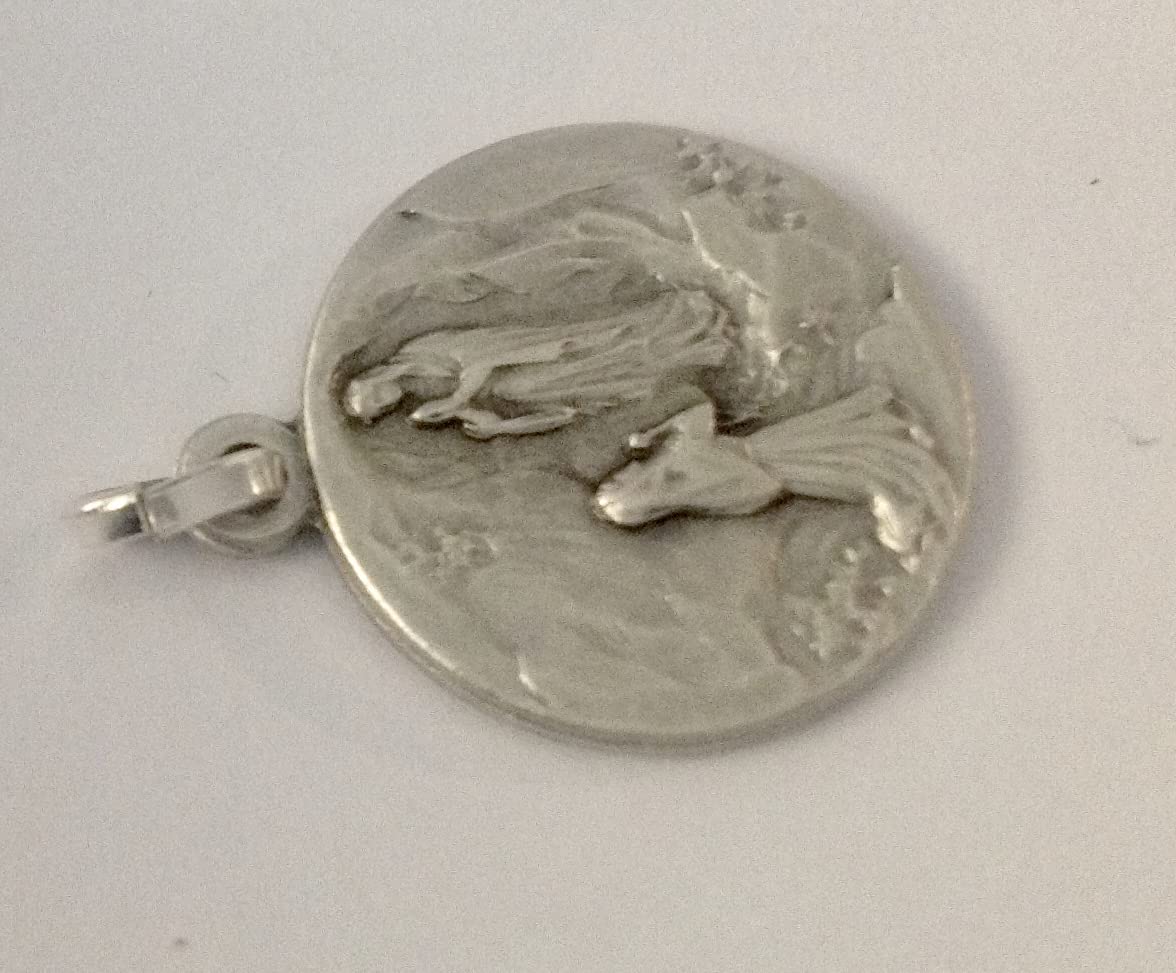 I G J MEDALLA DE NUESTRA SEÑORA DE LOURDES - EN PLATA DE LEY 925 CON CADENA - LAS MEDALLAS DE LOS SANTOS PATRONOS