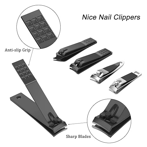 Miniatura 8 de Juego de manicura y pedicura de Cater, juego de cortaúñas de 12 piezas, juego de aseo profesional, herramientas para uñas con estuche de viaje de