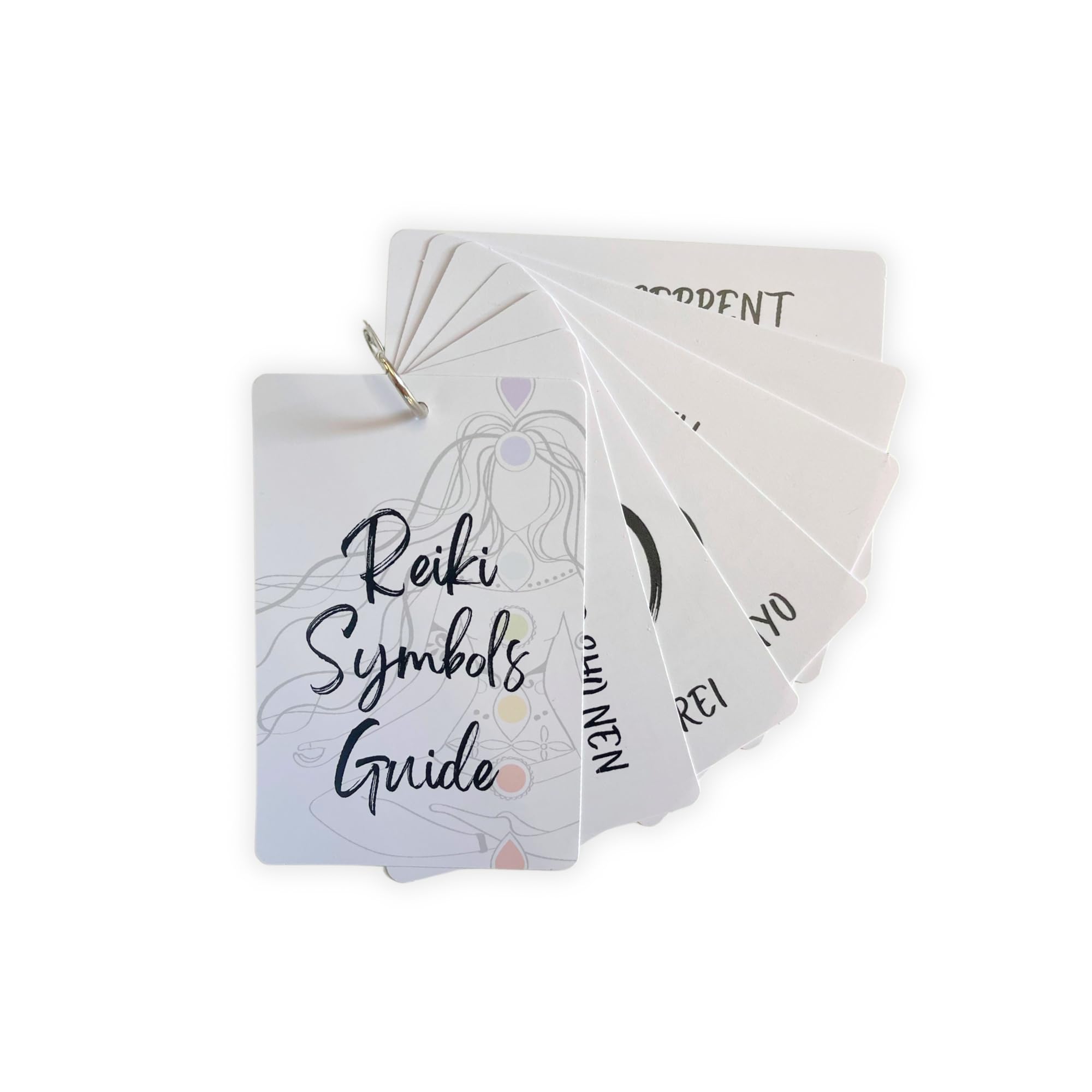 Reiki Symbol Quick Guide Flip Book Colorful Laminated Plastic Cards | 3" x 4.5" Walkthrough Drawing with Customer Session Notes Ultimate Healing on Ring Usui