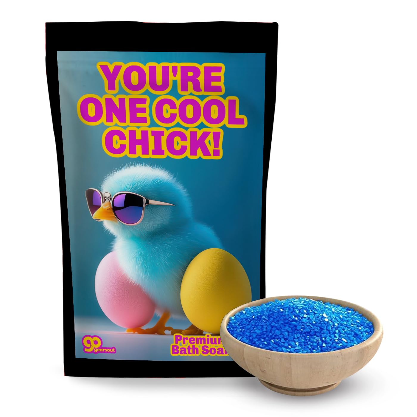 One Cool Chick Premium Bath Soak for Girls Playful Pampering Basket Filler Ideas for Women Fresh Rain Blue Sea Salts