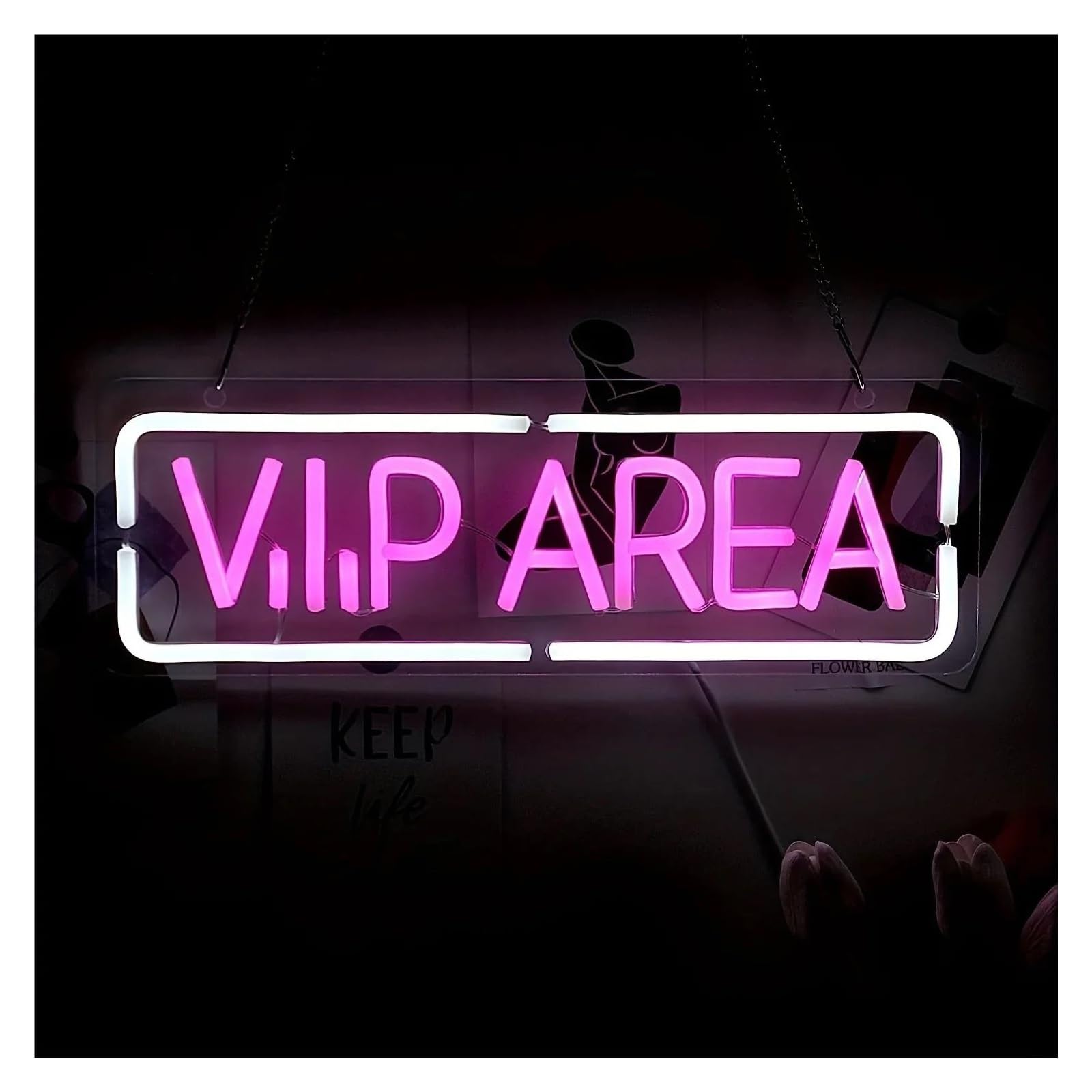 néon signe Enseigne Lumineuse Vip Area À Intensité Variable, Luminaire Mural Pour Bar, Salle De Jeux, Restaurant, Pub, Club, Vin, Cocktail, Décoration De Fête, 38cmх13cm(UNE)