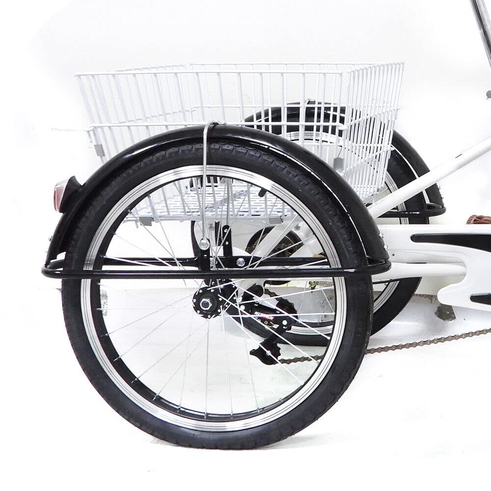Tricycle Adulte 20 Pouces Blanc - Monovitesse - Avec Grand Panier - Charge Max 110kg - Pour Seniors Et Adultes