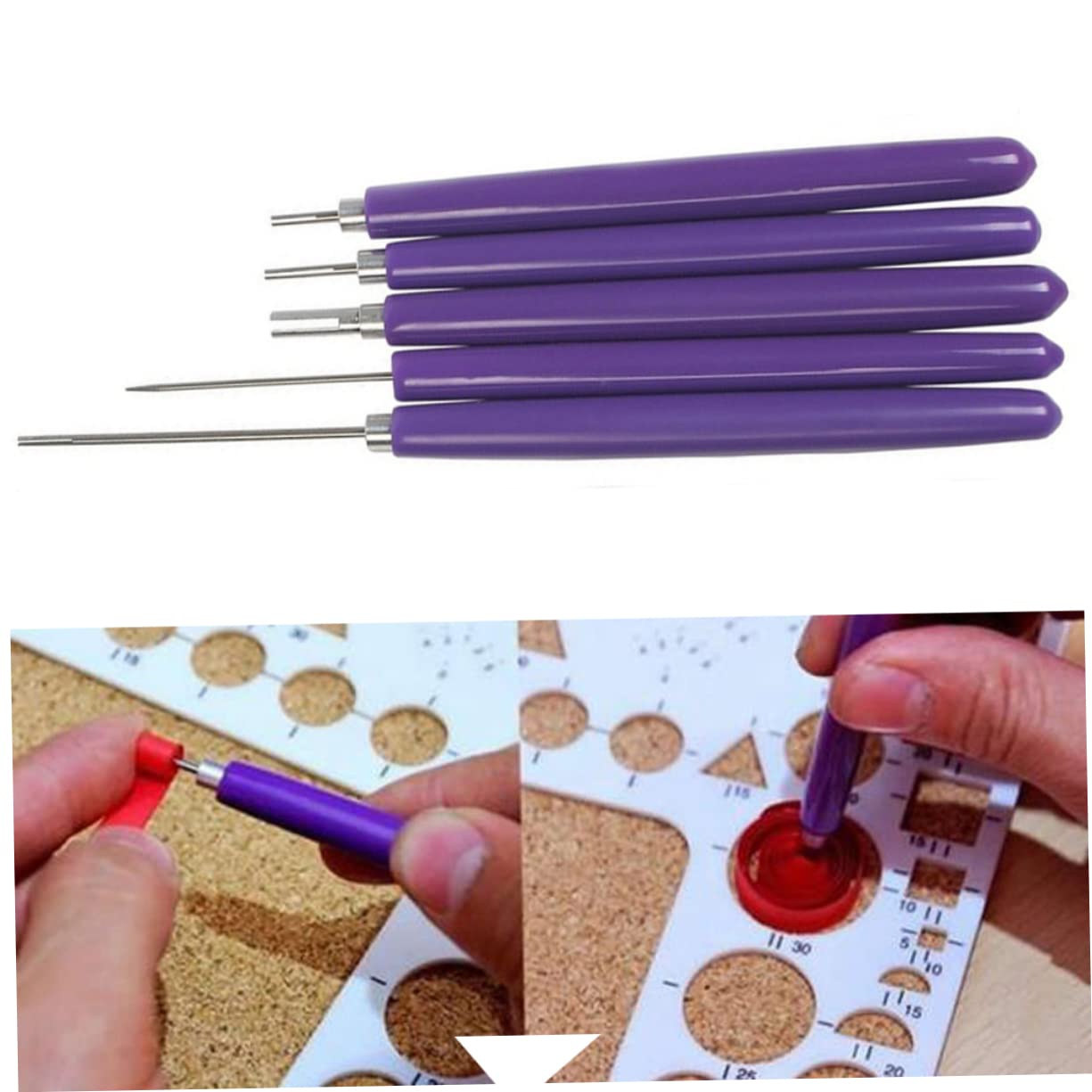 OSALADI 5Pc DIY Paper Pens for Quilling Flower Crafting and Clay Indentation Durable Tools with Holders for Precision Crafting Projects Purple