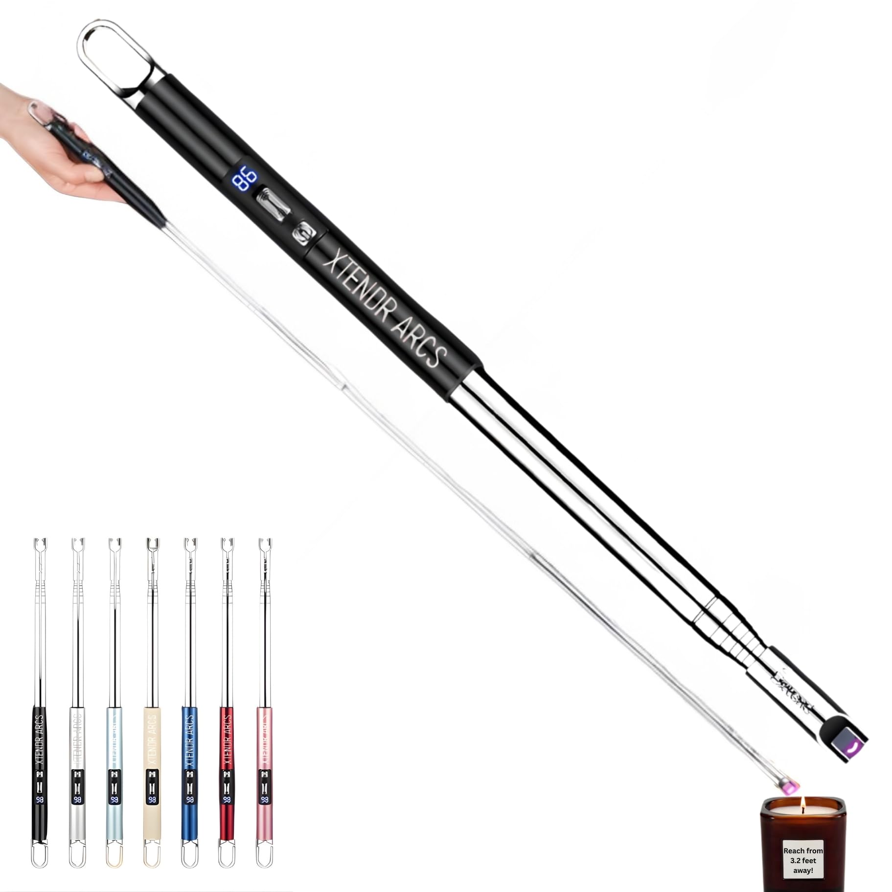 V3 Extendable 3 2 Feet LED Arc Extra Long Flameless Fireplace Stove Electric Candle Lighter for Pilot Light