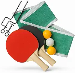 Kit Ping Pong com 2 Raquetes e 3 Bolinhas Com Suporte e Rede Tênis de Mesa Iniciantes Criança Adulto