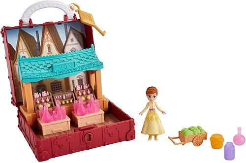Miniatura 4 de Disney Frozen Pop Adventures Village Set Pop-Up Playset con asa, incluye muñeca pequeña de Anna inspirada en la película Frozen 2 – Juguete para