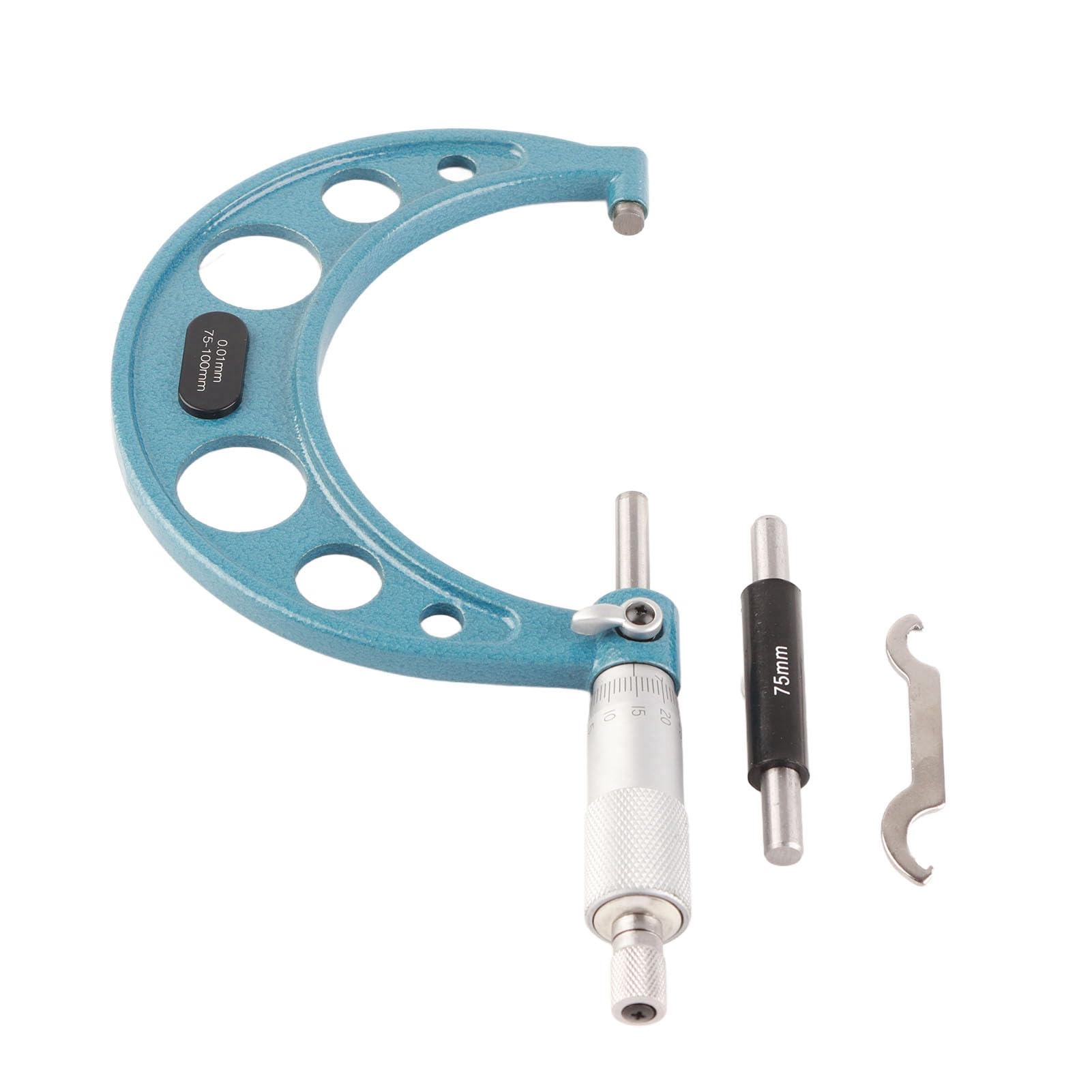 Micromètres Extérieurs, Micromètre Extérieur, Vis Micrométrique avec Clé et Coffret Plastique, Acier Inoxydable, Précision 0,01 Mm, Vernier Micromètre Extérieur(75-100mm)