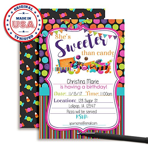 Halloween Candy Birthday Party Invitations, 20 5"X7" Fill In Cards With Twenty White Envelopes By Amandacreation™ #TOP2